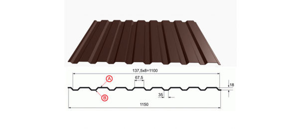 Профнастил коричневый оцинкованный  RAL 8017 С-20 купить недорого в Сергиевом Посаде