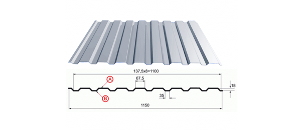 Профнастил оцинкованный С-20 1100x3000 купить недорого в Сергиевом Посаде
