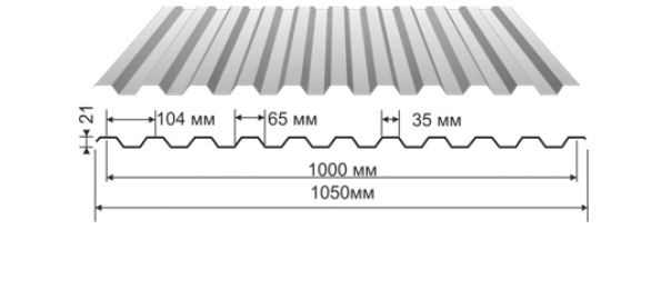 Профнастил оцинкованный С-21 1050x3000 купить недорого в Сергиевом Посаде